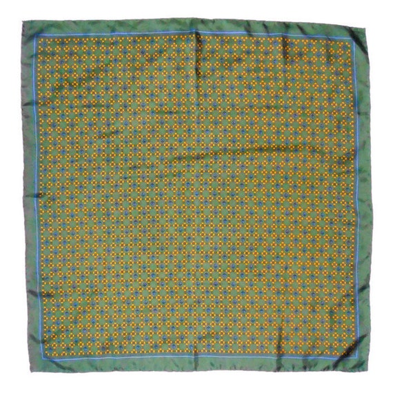 Square silk scarf Vintage Italy Green neck scarf S