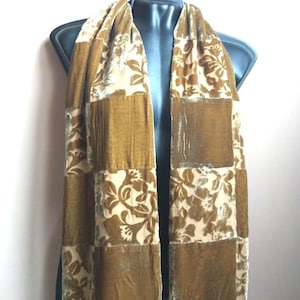 Beige Silk Velvet sarf wrap Vintage