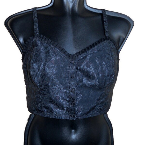 Ladies black bralette Lingerie vintage France  soft bra L size