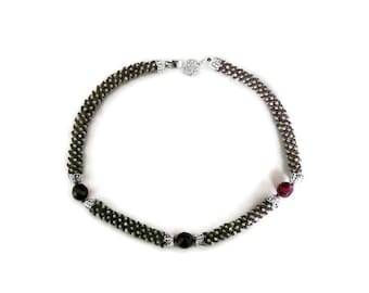 Bead woven jewelry,  Seed bead spiral choker necklace Gift for her