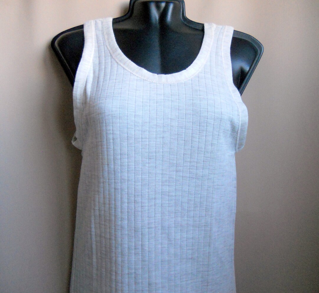 Knit Wool Men's Underwear Tank Ribbed Wool Undershirt Etsy