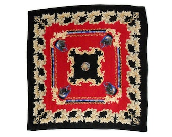 Vintage Loredano Silk Scarf - Italian Designer Print, 34" Square