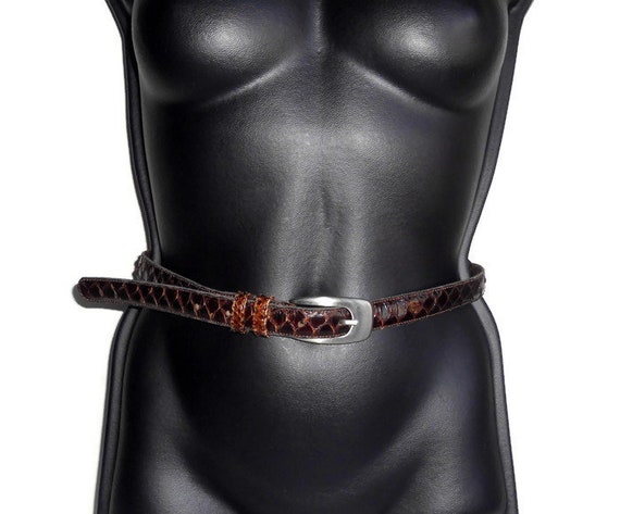 cintura sottile vintage in pelle marrone Italia c… - image 5
