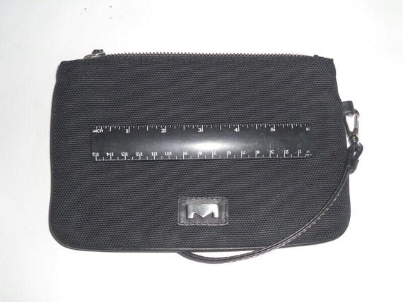 Borsa piccola vintage Italy con manico superiore in nylon nero e pelle View 4