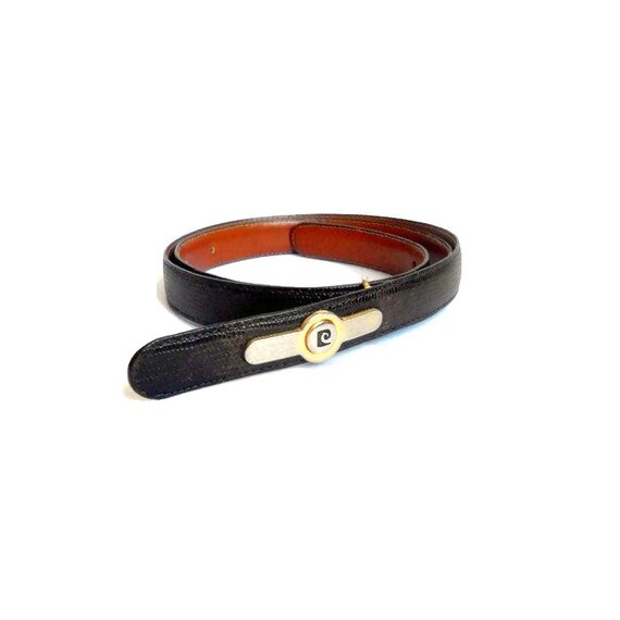 Pierre Cardin vintage brown real leather belt with gold buckle S Pierre Cardin Vintage Dark Brown Leather Belt 38/95 Made in  main image 2