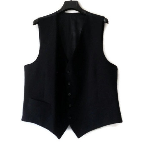 black wool waistcoat for men tailoring wool vest v