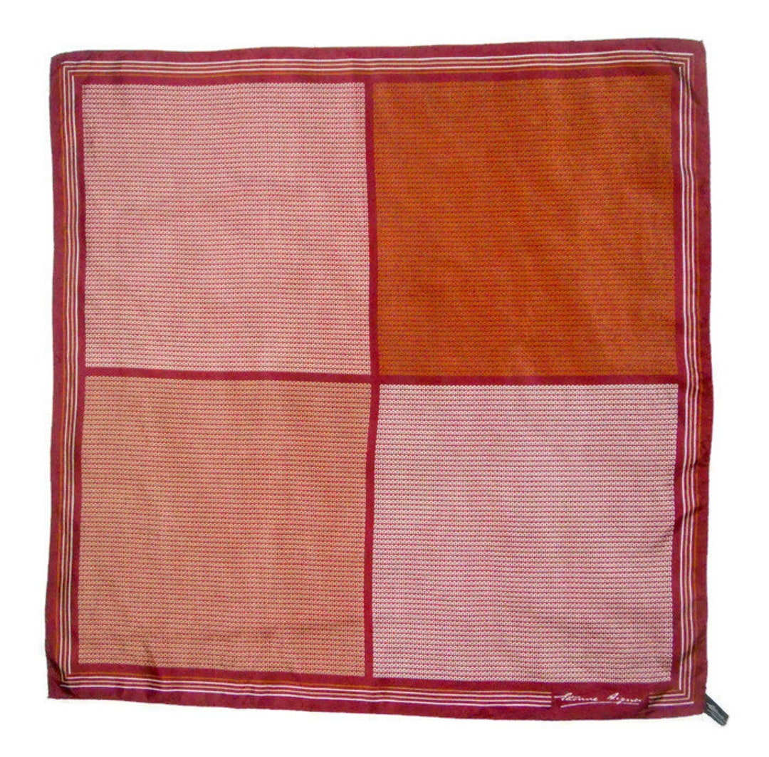 Vintage Small Square Neck Scarf by Etienne Aigner Red Silk Etsy