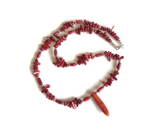 Collar de coral rojo para mujer Collares de joyas con cuentas