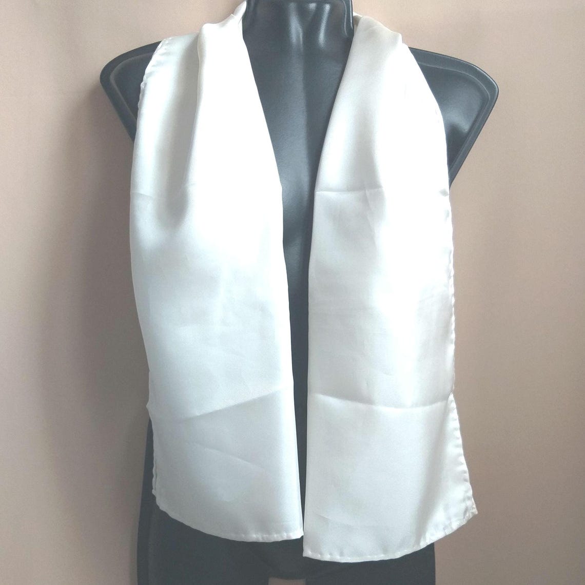 white silk neck scarf men , Vintage Italy, foto 3 di 5