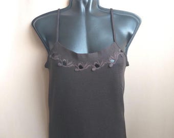 Damesondergoed, gebreide tanktop vintage Italië, damesonderhemd van fijne zijde en wol,