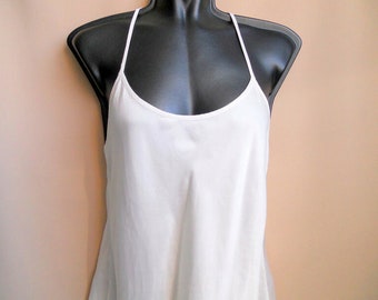 Ladies lingerie silk slip top S vintage Italy underwear white silk camisole