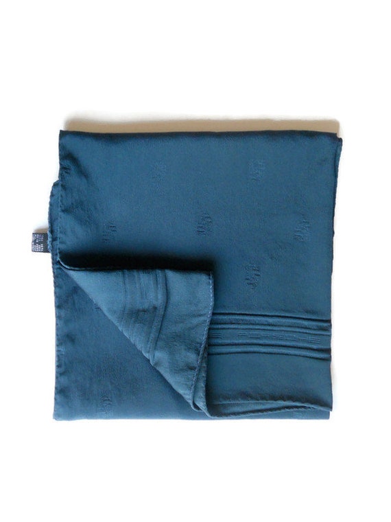 Square Blue silk scarf Vintage Italy blue silk lar