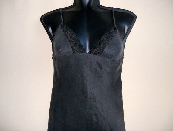 black silk slip dress, Silk lace lingerie, organic