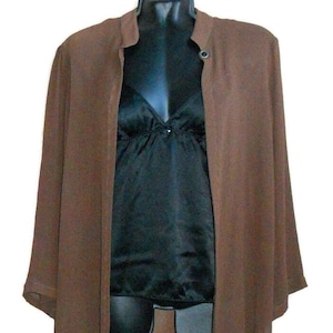 Brown Silk Cardigan Vintage Italy by Ted Lapidus  Silk Blouse