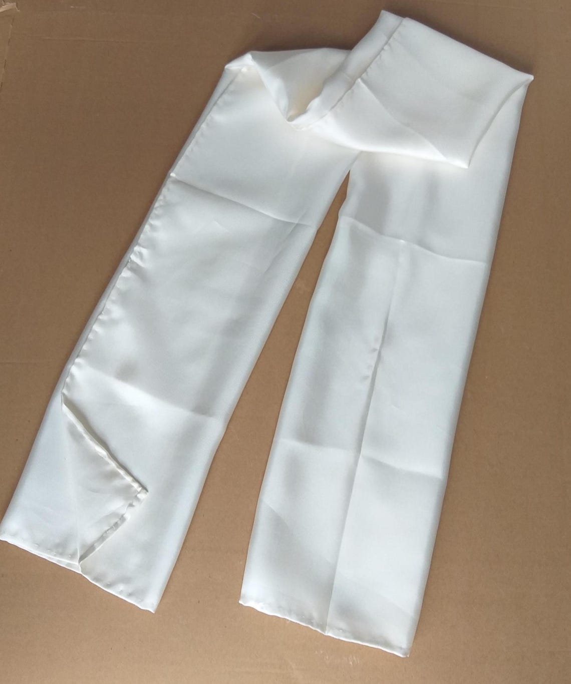 white silk neck scarf men , Vintage Italy, foto 4 di 5