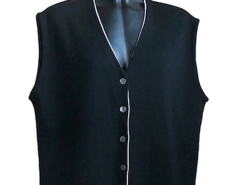 Chaleco de punto vintage para mujer, chaleco de punto de lana talla L