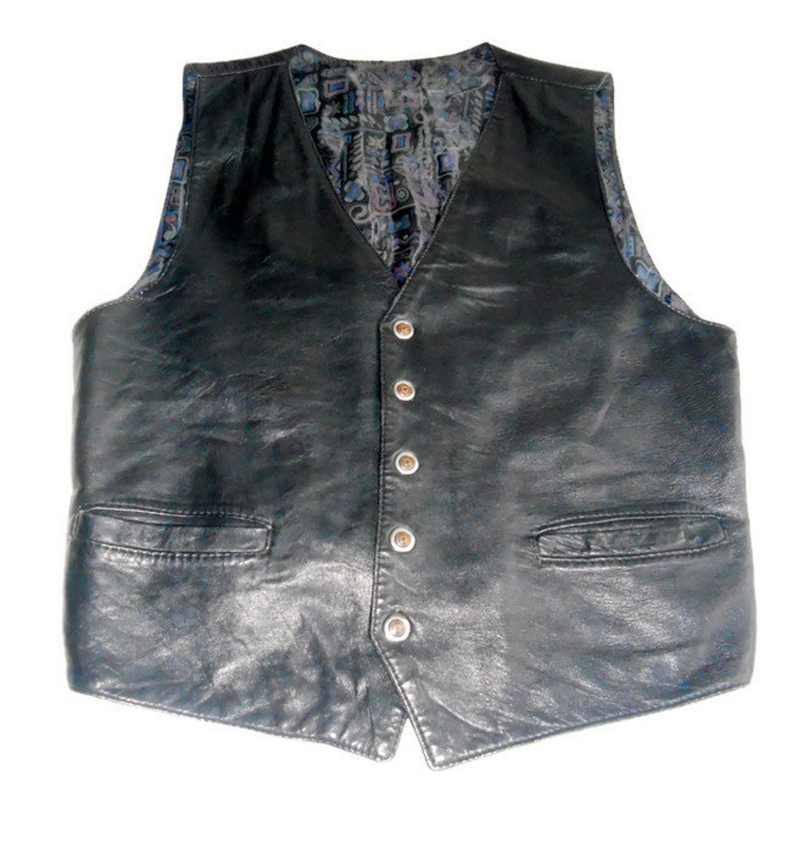 Black leather Vest for men Vintage Italy M size Leather | Etsy