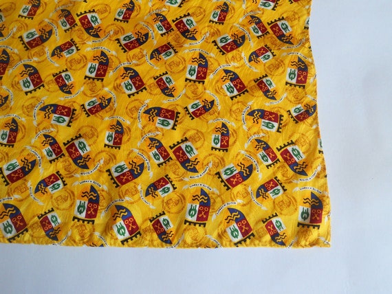 Small square silk neck scarf ,vintage yellow prin… - image 9