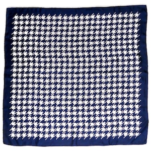 square silk scarf Vintage classic Shawl Blue  White Silk head scarf