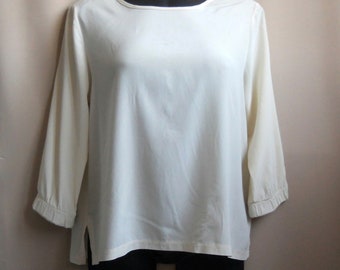 silk blouse 3/4 sleeve Vintage  silk women's shirt S size