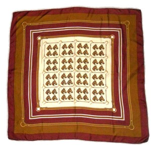Equestrian square silk scarf Vintage Italy , horses print silk head scarf