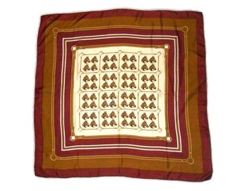 Vintage zijden paardensjaal, print Italiaanse paarden, 33 inch vierkant
