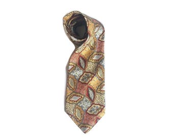 Vintage Italy colorful print  Silk Designer neck tie