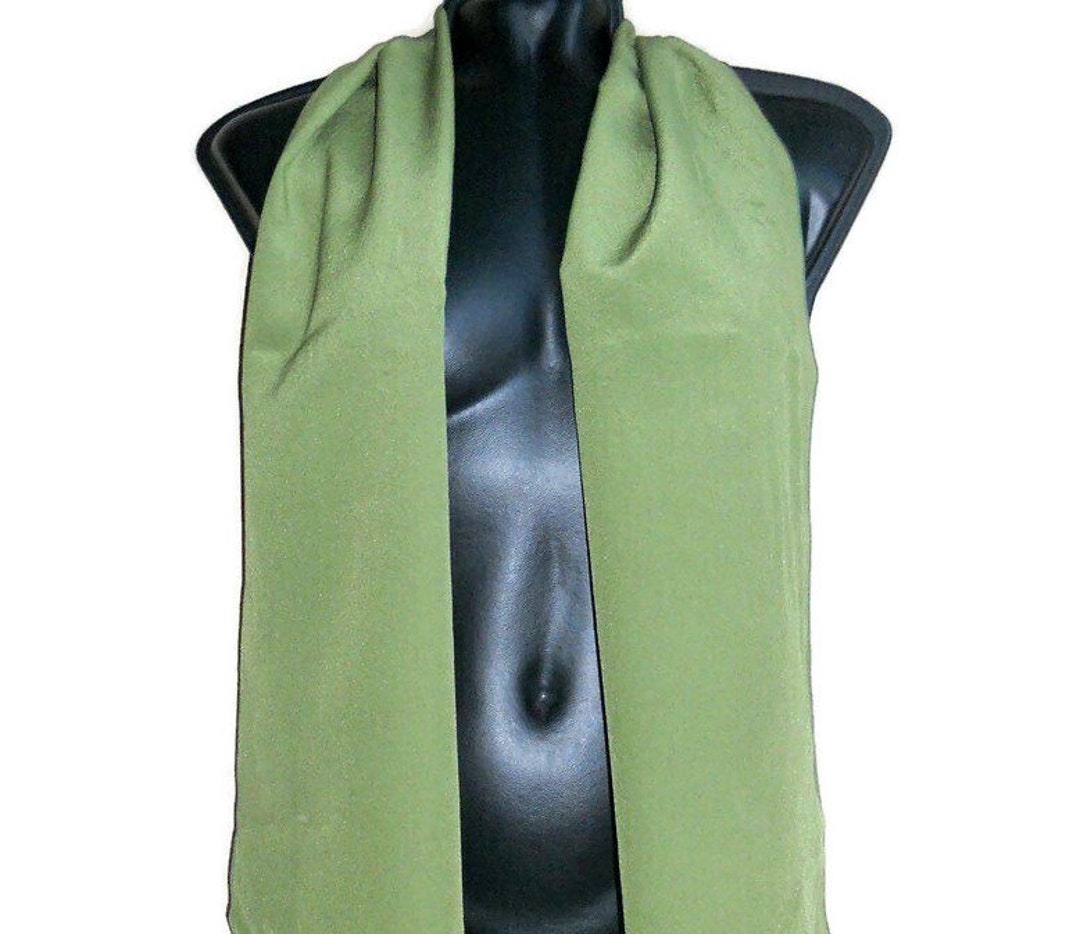 Green Olive Short Silk Scarf for Men Thin Silk Neck Scarf Etsy