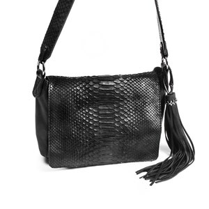 Hero~ Black Python Cross body bag