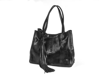 London Calling~ Black python Tote