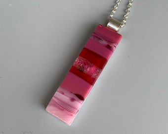 Pink and Fuchsia Dichroic Glass Necklace