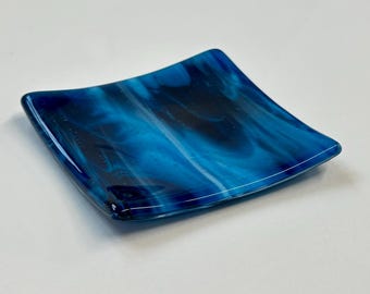 Blue and White Swirled Glass Plate
