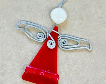 Red Glass Angel Ornament