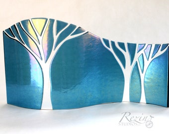 Blue Skies Glass Curved Art