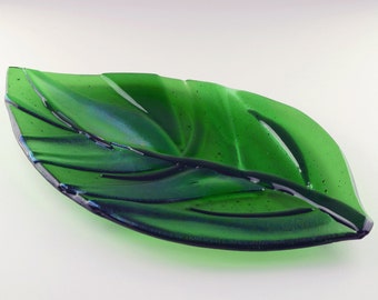 Green Leaf Glass Tray