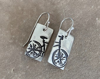 Silver Bicycle Earrings