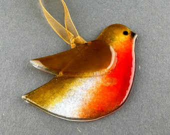 Robin Bird Glass Ornament