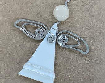 White Glass Angel Ornament