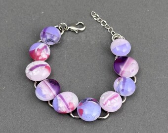 Pink and Lavender Glass Bracelet