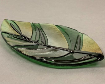 Green Leaf Glass Tray