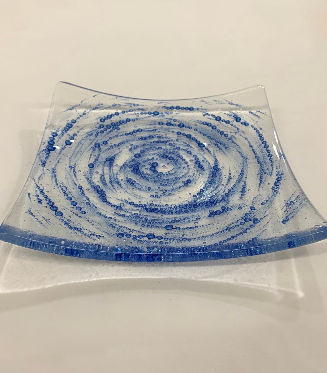 Fused Glass Bubble Dish Etsy