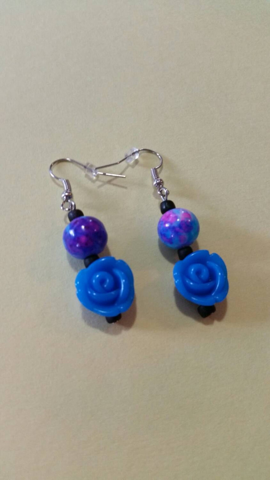 Blue and Purple Earrings Etsy