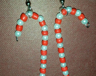 Red and white candy cane earrings