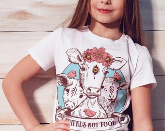 Camisa vegana - Amigos no camisa de comida - linda camisa vegana, camiseta vegetariana, camiseta vegana divertida, camisa vegetariana, camisa vegana para niños