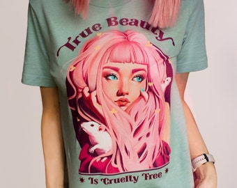 Vegan shirt - True Beauty is Cruelty Free - animal liberation, vegan clothing, vegetarian shirt