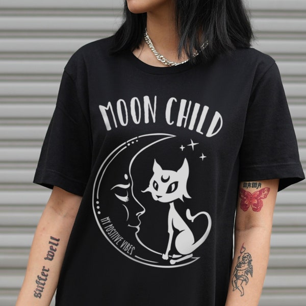 Moon Child Shirt - Pastel goth shirt - Gypsy black shirt, Aesthetic shirt, Yoga shirt, Soft grunge, Tumblr t shirt