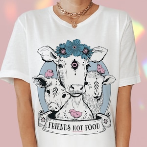 camisa vegana Friends Not Food camiseta vegana, camisa vegetariana, liberación animal, derechos de los animales, camisa vegetariana imagen 3
