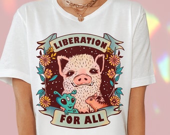 vegan shirt - Liberation for All - vegan t shirt, vegetarian shirt, animal liberation, animal rights, vegetarian shirt