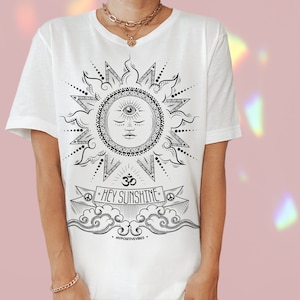 Yoga shirt - Hey Sunshie Black - Positive vibes, Spiritual clothes, vibe, good vibes, trendy graphic tee, hippie boho clothes