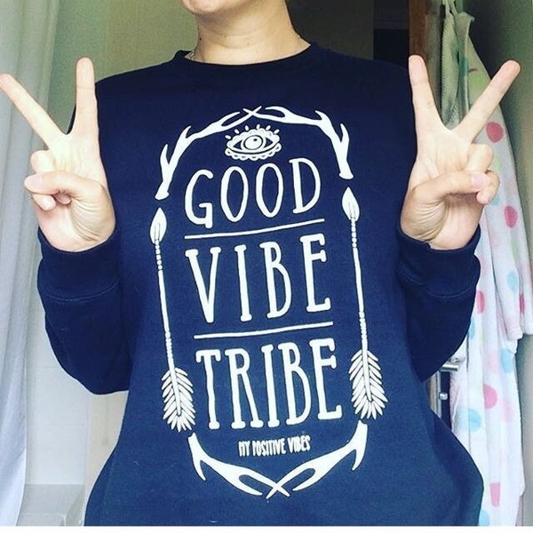 Yoga sweatshirt - Good Vibe Tribe  - yoga hoodie, cute sweatshirt, ladies sweatshirt, oversized sweater,  yoga sweater